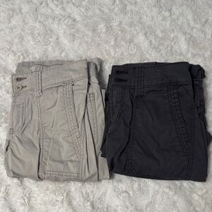 Casual Beige and Black Cargo Pants Set